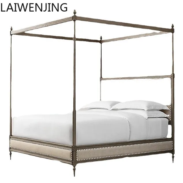 SGF French retro solid wood shelf bed minimalist four-poster American bed