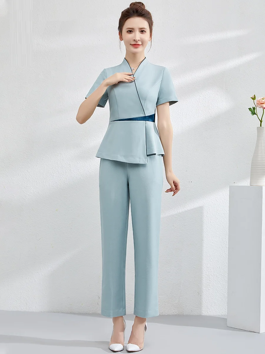 High Quality Beauty Salon Work Clothes Health Foot Bath Pedicure Beautician Technician SPA Uniform Hospital Nurse Workwear Set