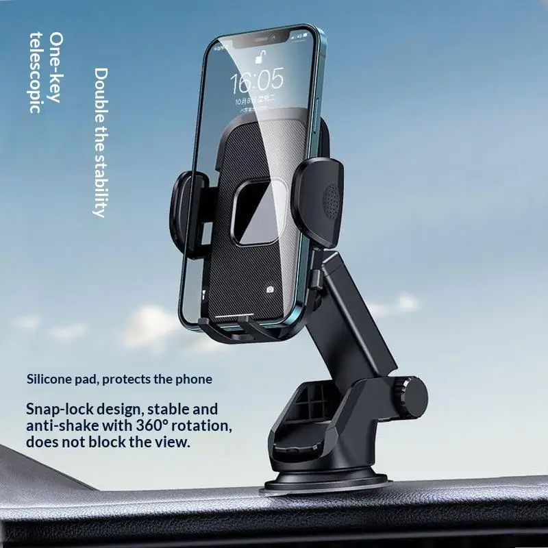 Universelle Auto-Handyhalterung mit 360-Grad-Drehung und Silikonpad für Armaturenbrett und Windschutzscheibe im Pendelverkehr – Detail 5