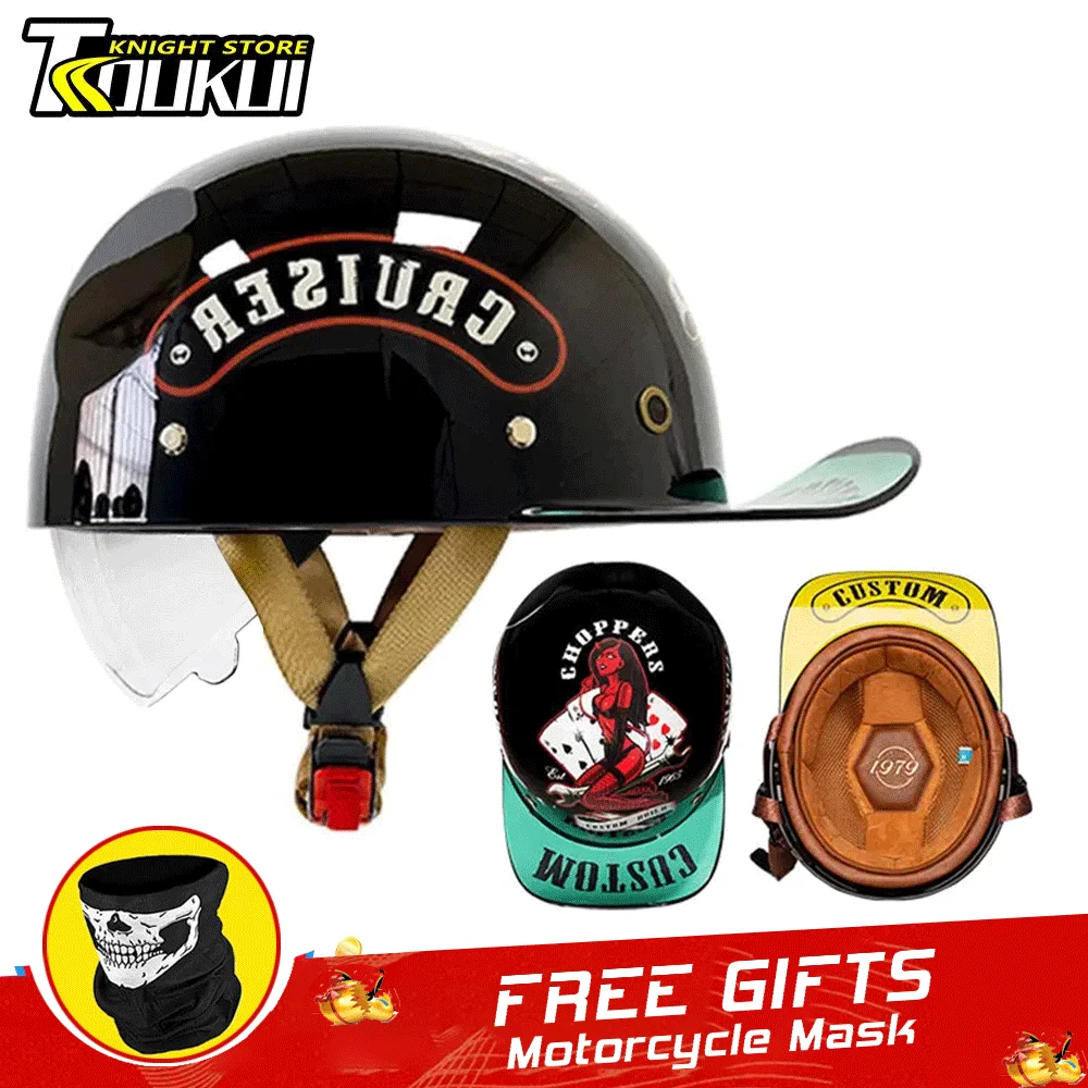 Motorcycle Helmet Baseball Cap Detachable Glasses Cycling Helmet Scooter Motorbike Half Helmet Men Women Motorcyclist Equipments