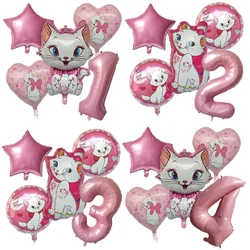 5pcs Disney Marie Cat Cartoon Balloons Kids Baby Happy Birthday Party Decoration Aluminum Film Latex Foil Balloons Kids Toys