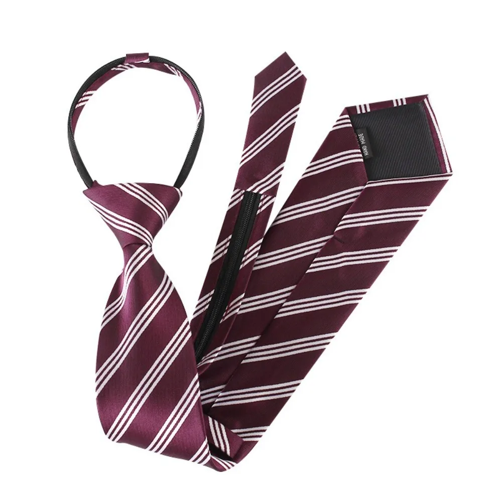 Necktie Polka Dot Lazy Men Necktie Solid Color Striped Adjustable Cravat Adjustable Slim Fit Zipper Necktie Wholesale