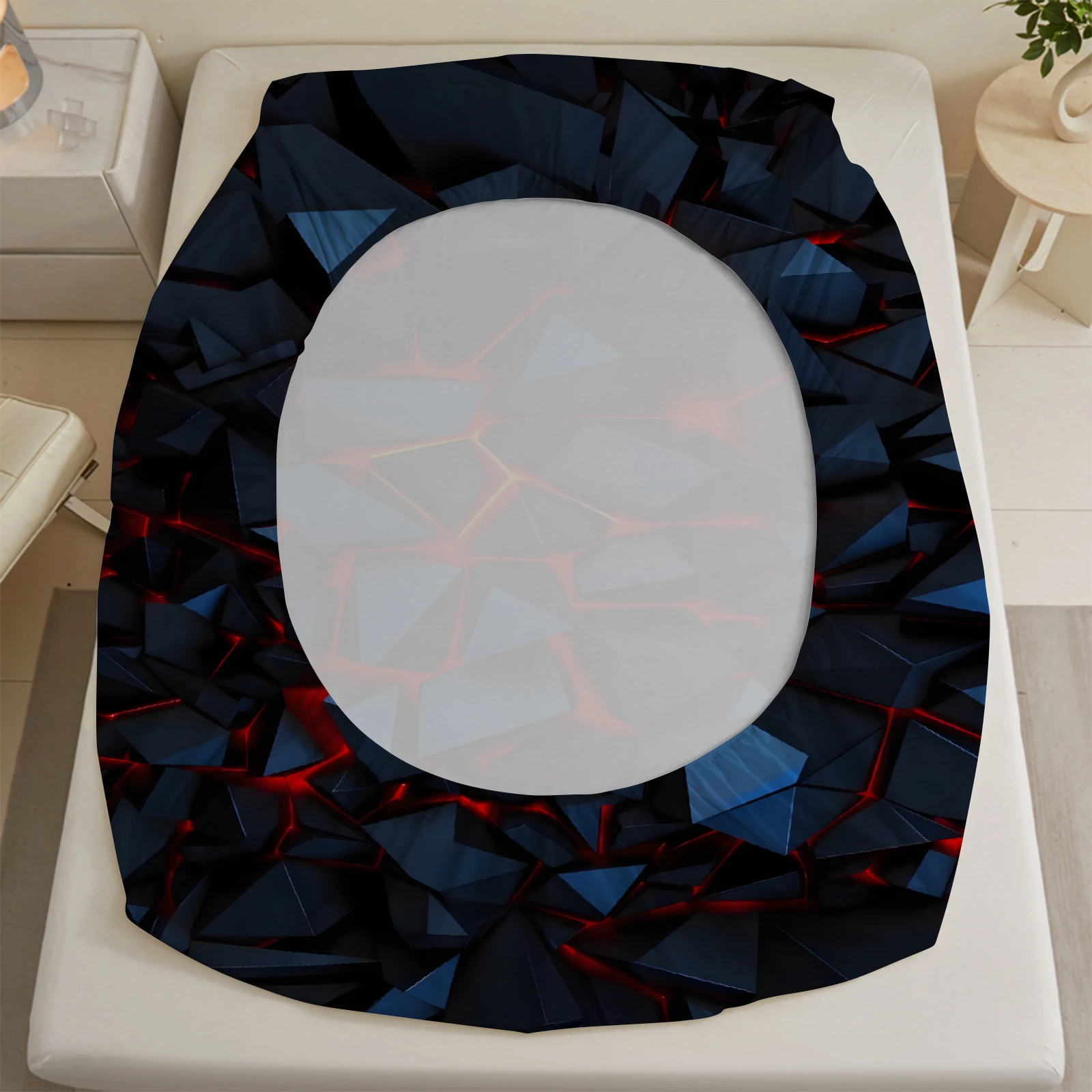 1 Stück Spannbettlaken-Set mit Visueller Geometrie Dynamischem Lava-Druck 100% Polyester Atmungsaktives Bettwäsche-Set für Wohndekoration – Detail 9