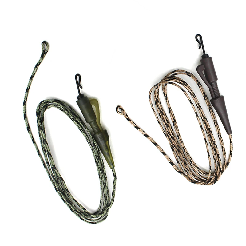 

2x Carp Fishing Rig Camo Green/Brown QC Hybrid Clip Leadcore Leader 100cm/45lb Hair Chod Helicopter Rig Carp Fihsing Accessories