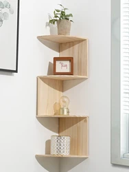 2/4-tier Wall Shelf Pvc Wooden Floating Shelves Corner Storage Rack Bookshelf Kitchen Organizers Bedroom Living Room Home Decors