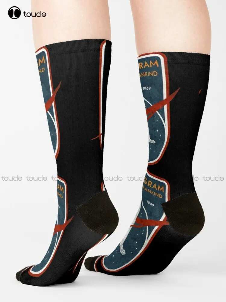 Apollo Program. One Giant Leap For Mankind. 1969 Socks Womens Soccer Socks Christmas New Year Gift Custom Gift Streetwear Funny