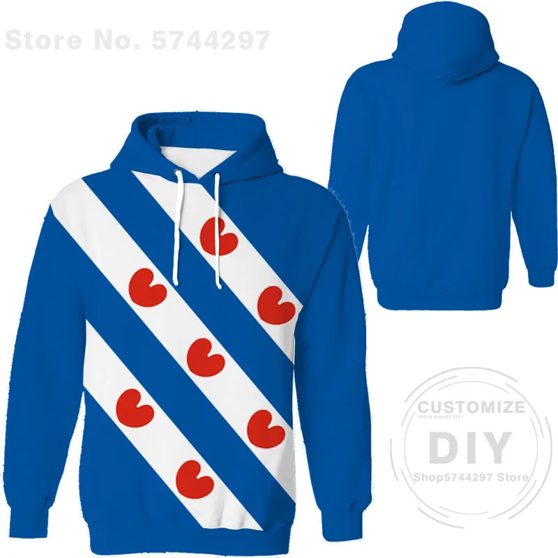 Friesland Hoodie Free Customized Hemd Name Leeuwarden Sweatshirt Drachten Sneek Dokkum Print Flag Nederland Fryslan Clothing