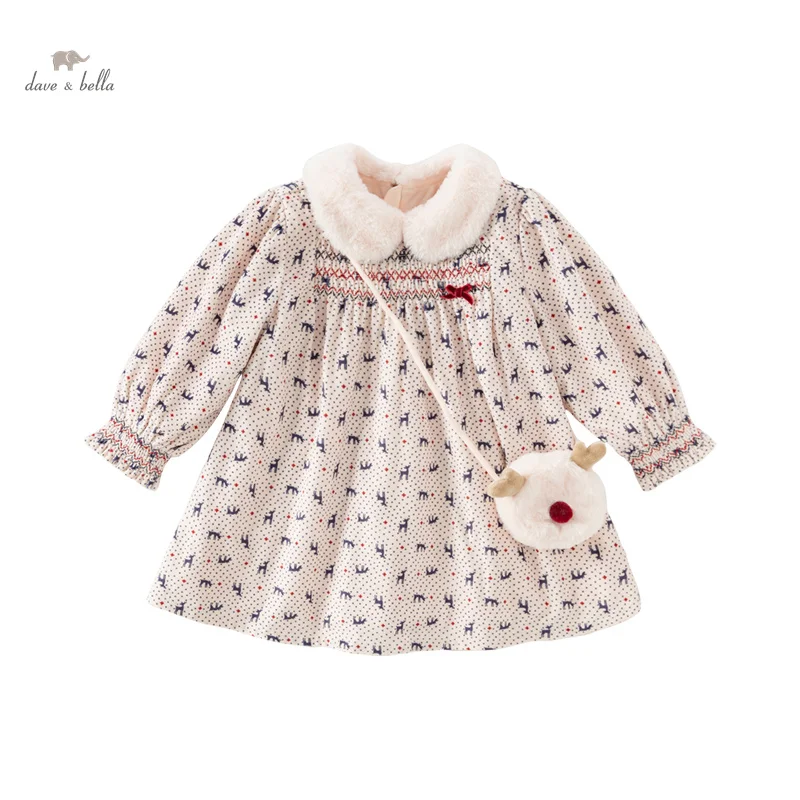 Dave Bella Girl's Dress Children's Autumn Winter Princess Dress Fashion Noble Sweet Cartoon Party Outdoor DB4237626