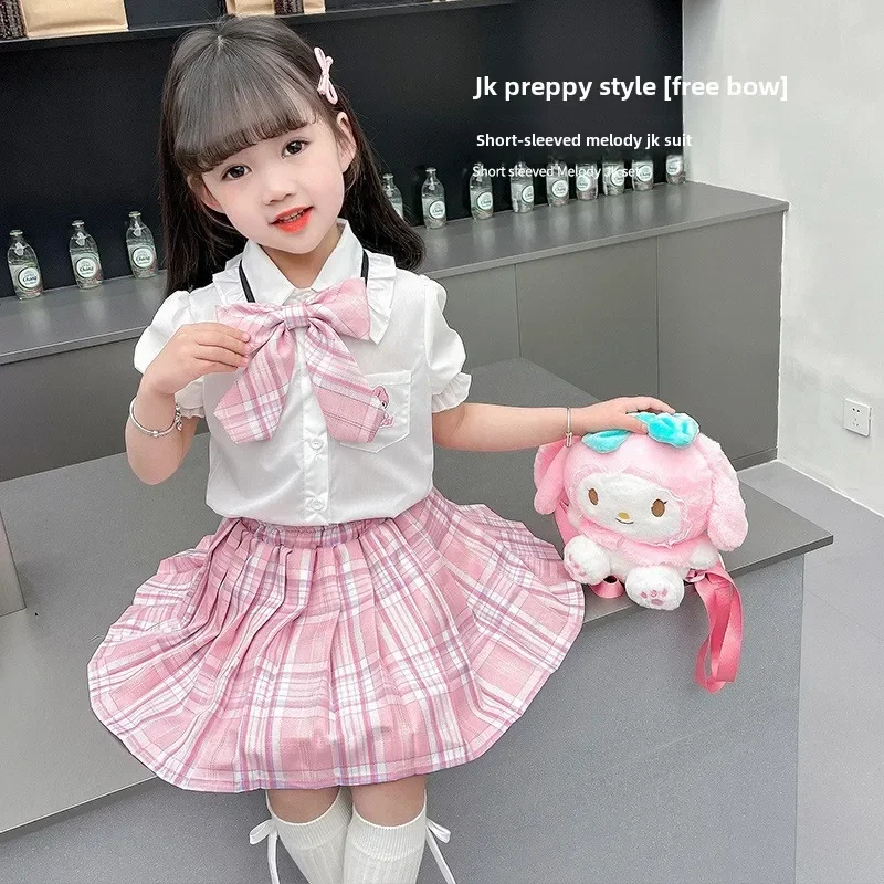 Sanrio Anime Kuromi Children's CosPlay Academy Style Pleated Skirt Girl Princess  Dress Kids JK My Melody Uniform Birthday Gifts