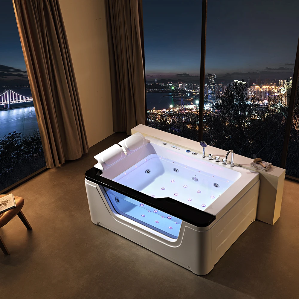 

Luxury Thermostatic Hot Tub Spa Whirlpool Bath Tub Freestanding Acrylic Double People Use Massage Bathtub