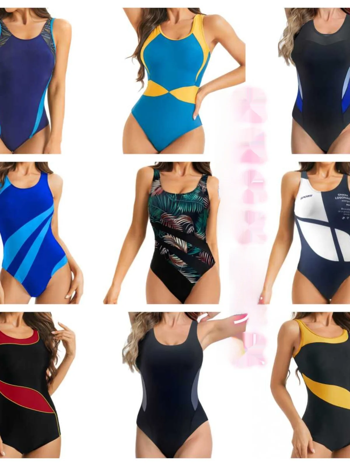 

Spor One-Piece Swimsuit Women's Cetitive Training Speed Suit Illusory Leg Length High Split Bal Casual Swimwear
