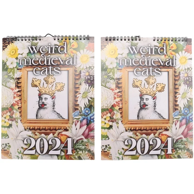 

Странный календарь в средневековом стиле с кошками, календарь на стену 2024, календарь на 12 месяцев, подвесной для офиса, домашний подарок, бумага с покрытием