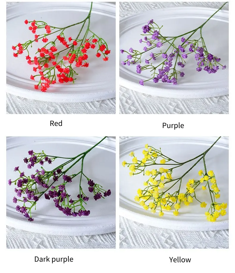 10 Stück künstliche Latex-Plastikblumen im Baby's Breath-Stil für Hochzeitsdekoration, Brautstrauß, künstliche Gypsophila, Party- und Heimdekoration. – Detail 3