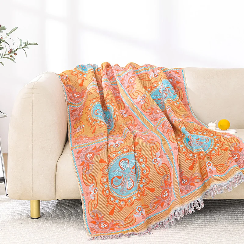 

Floral Towel Blanket for Airplane, Yarn Dyed, High Quality, 100 Cotton, 120*210 cm, 750 g