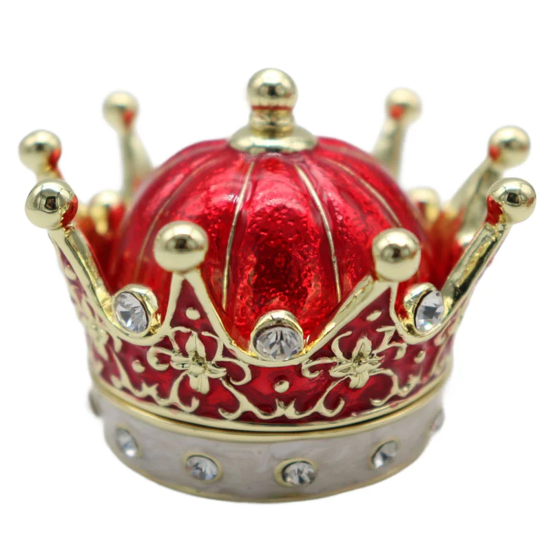 

Metal Craft Enamel Ornament Crown Box Trinket Counter Decoration Bithday Gift Trinket Box For Home Decor