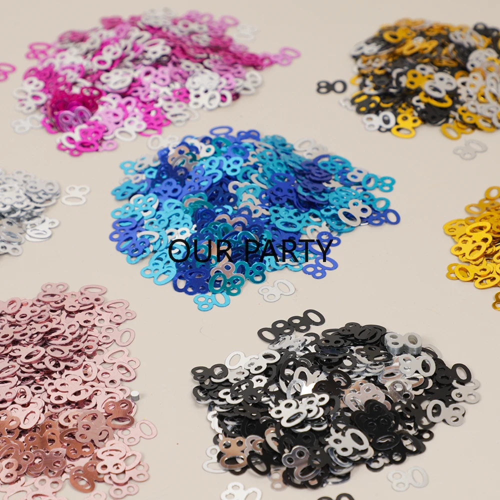 15g/bag Number 80th Years Old Sequin Confetti Digital 80 Table Scatter for Anniversary Happy Birthday Party Decorations