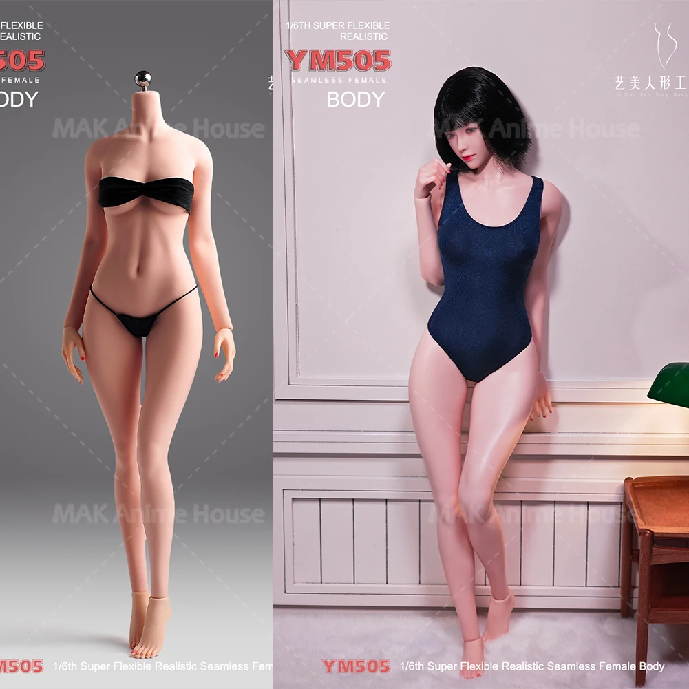 

YM505 1/6 Super Flexible Movable Skeleton Silicone Body with Physiological Detail 12'' Female Soldier Action Figure Dolls Model