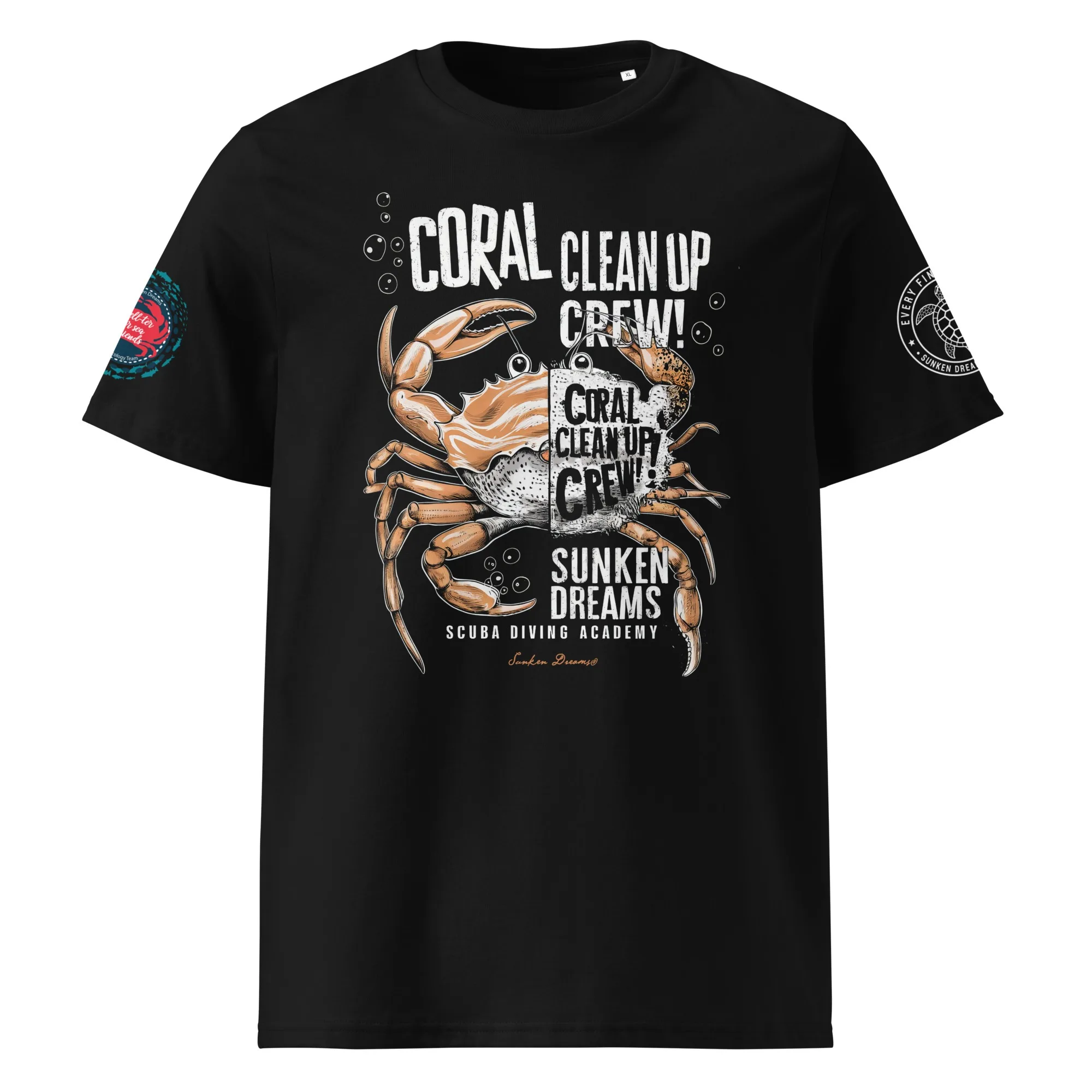 Coral Clean Up Crew Crab Diving Graphic Tee Cotton Mens Womens T-Shirt Outdoor Casual Top