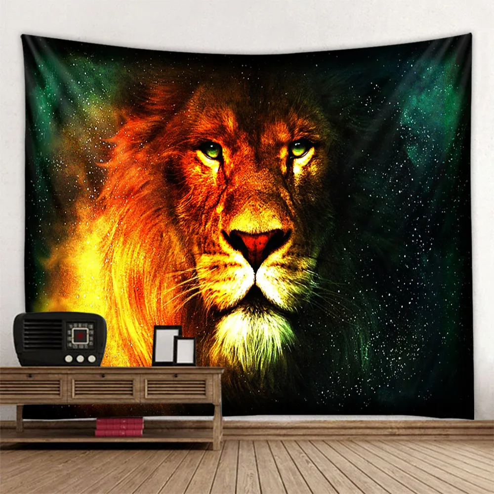 Animal lion tapestry wall hanging printed hanging cloth Forest King wall art decoration Bedroom and living room tapestry