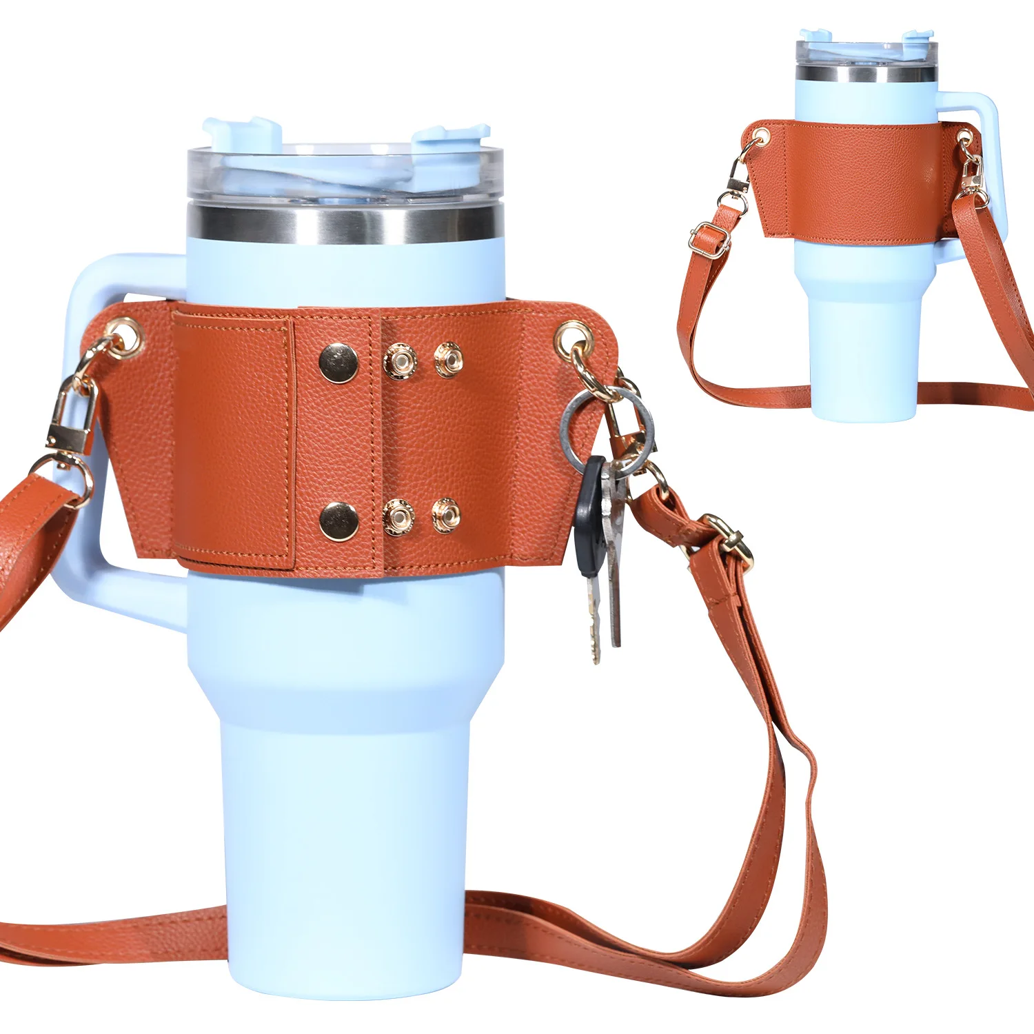

Самый продаваемый рукав Ice King Cup на 40 унций, чашка из искусственной кожи с ручкой, регулируемый портативный рукав для чашки через плечо Stanley