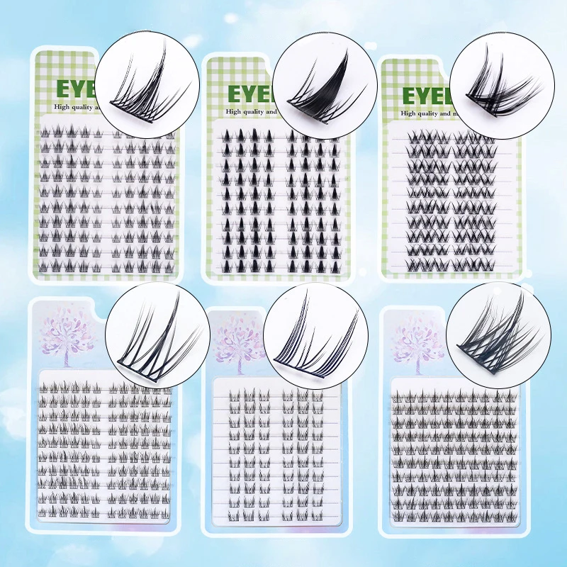 HUA HUA สิบแถว Grafting Eyeslashes Extension Fishtail Fairy ขนตาปลอมแต่งหน้า Cluster EyeLashes ขนตาปลอม