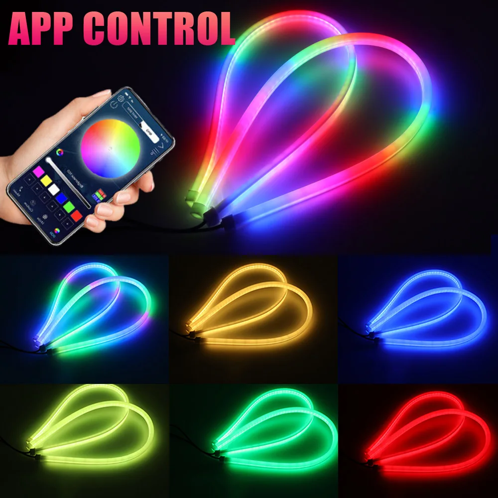 Car Headlight Drl Strip RGB Scan Start Sequential Neon Led Strips Daytime Running Lights with Turn Signal Auto Lights Assembly view 2