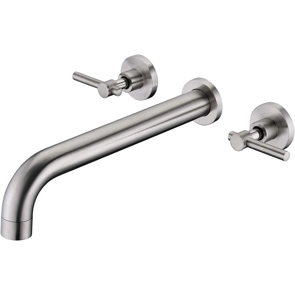 

Bathroom Supplies Tub Filler Faucet Brushed Nickel High Flow Bathtub Faucet Two Handles Solid Brass Long Spout Reach Accessories