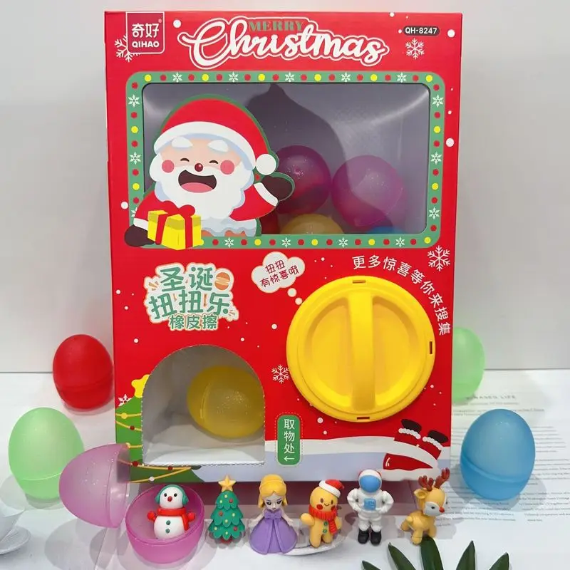 New Christmas Eraser Blind Box Twist Egg Machine Mini Scratch Doll Game Machine Christmas Tree Elk Eraser Children\'s Festival