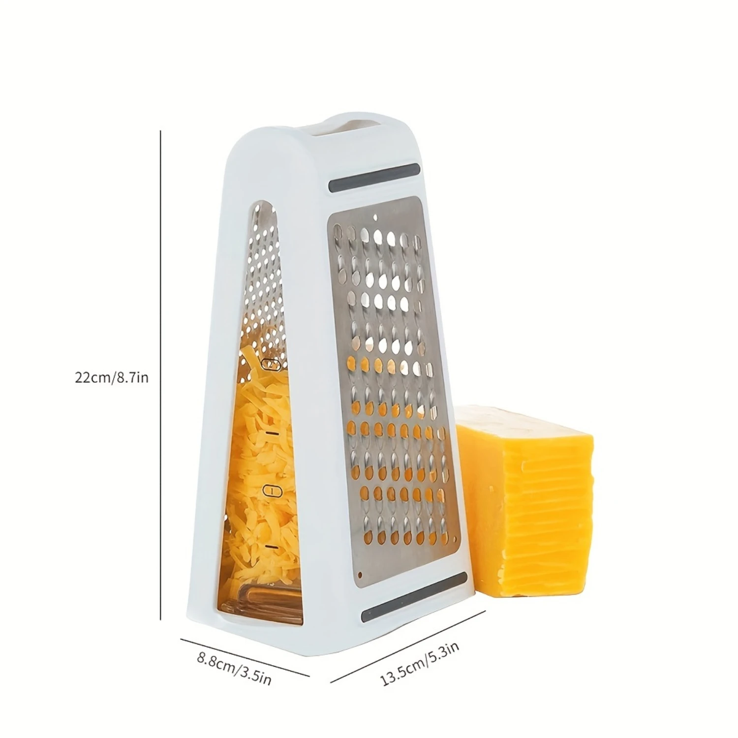 2-In-1 Stainless Steel Cheese Grater With  Container - Dual Sided Shredder & Grinder For Parmesan, Vegetables More Space-Sav