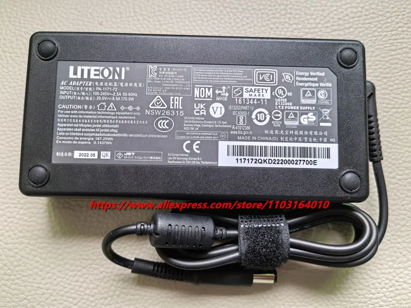 Original Liteon PA-1171-72 AC-Adapter 170 W 20 V 8,5 A Laptop-Ladegerät für Belkin Thunderbolt 3 Dock Pro F4U097 Netzteil