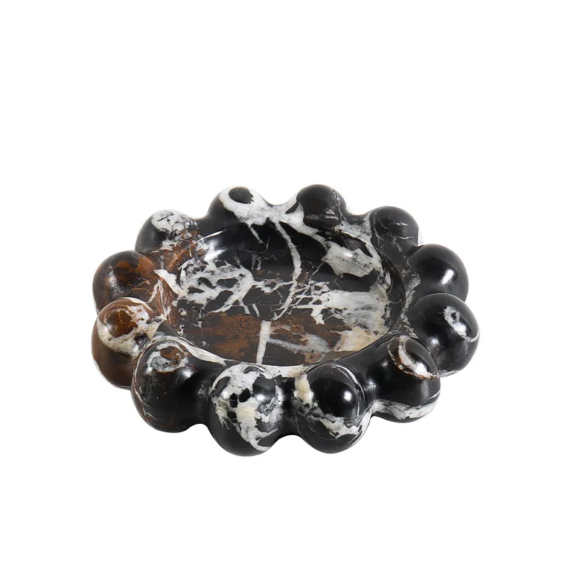 

Medieval French wabi wind natural marble fruit plate designer model room jewelry storage plate tabletop ornament