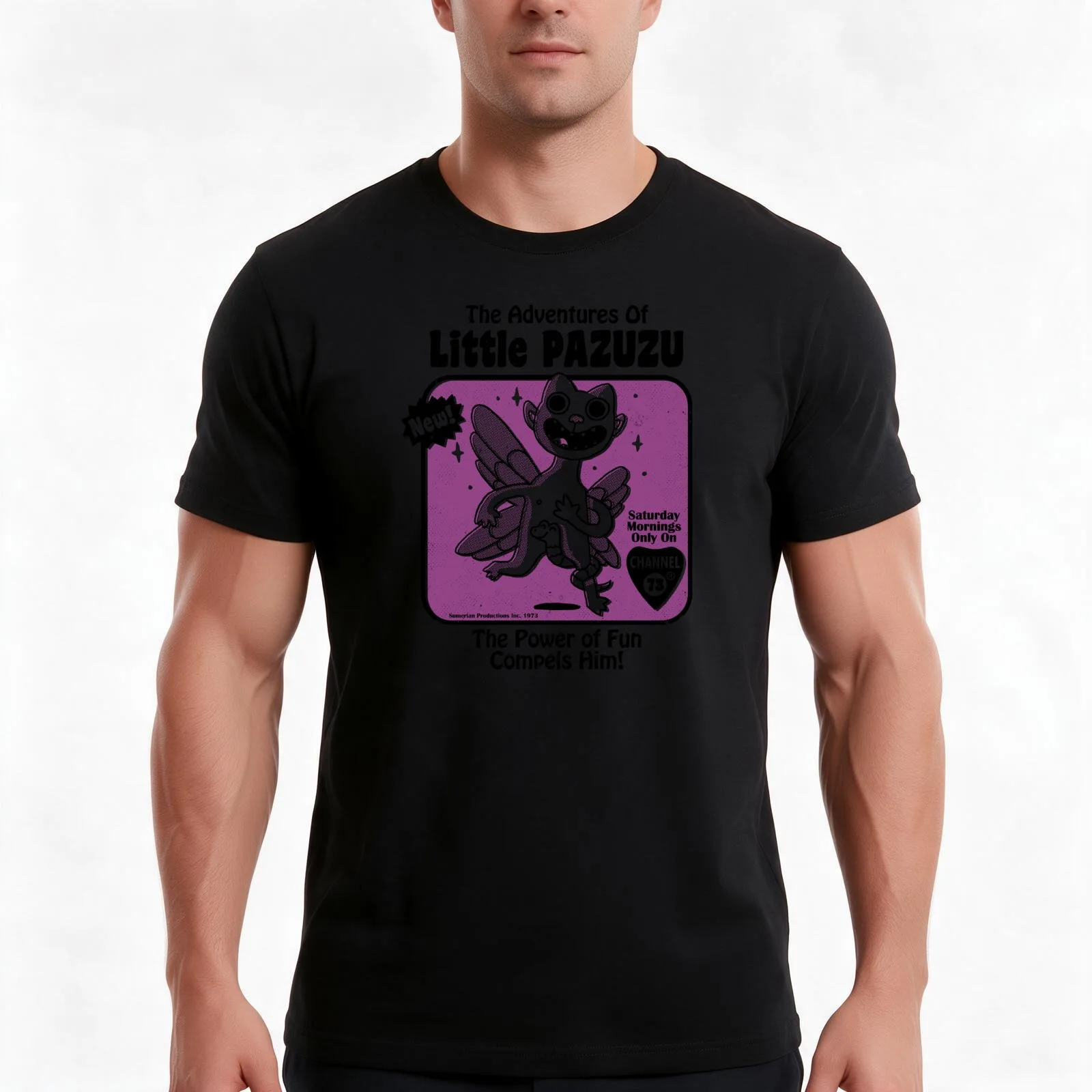 Little Pazuzu T-Shirt, Summer Casual Cotton Tee, Oversized Streetwear Tops, Vintage Graphic Print, Loose Fit Short Sleeve