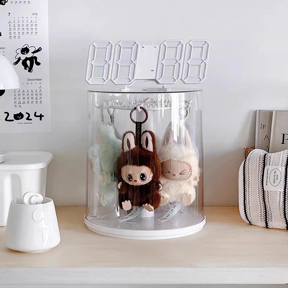 For18cm Labubu Decoraties Voor Labubu Dolpendant Display Box Roterende Transparante Labubu Pop Handgemaakte Opslag Display Stand