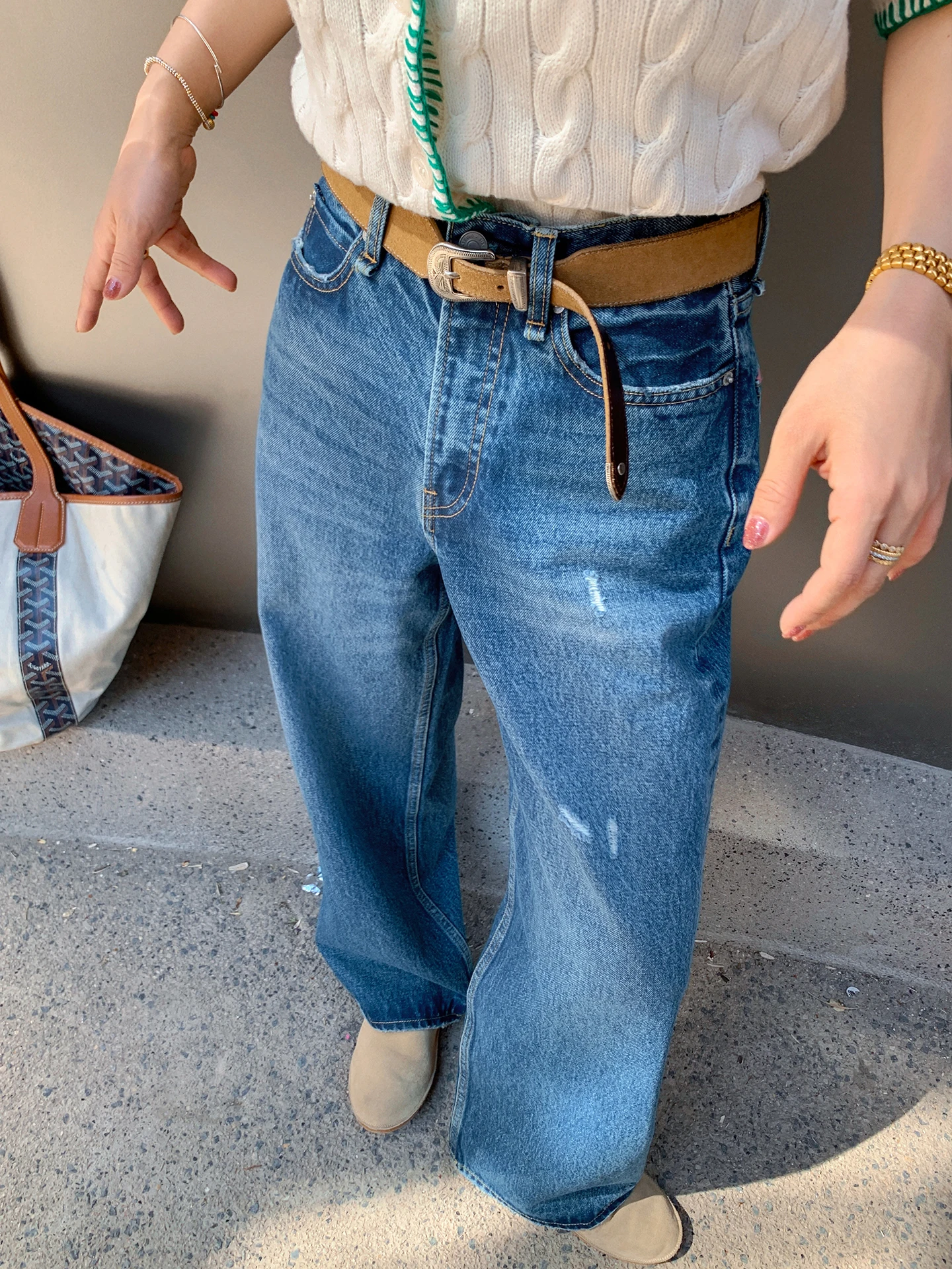 

Lebelin Sisy Cotton Denim Jeans Straight Leg Long Leg Lengthening Versatile Jeans Pure Cotton Slimming Spring Ladies Jeans