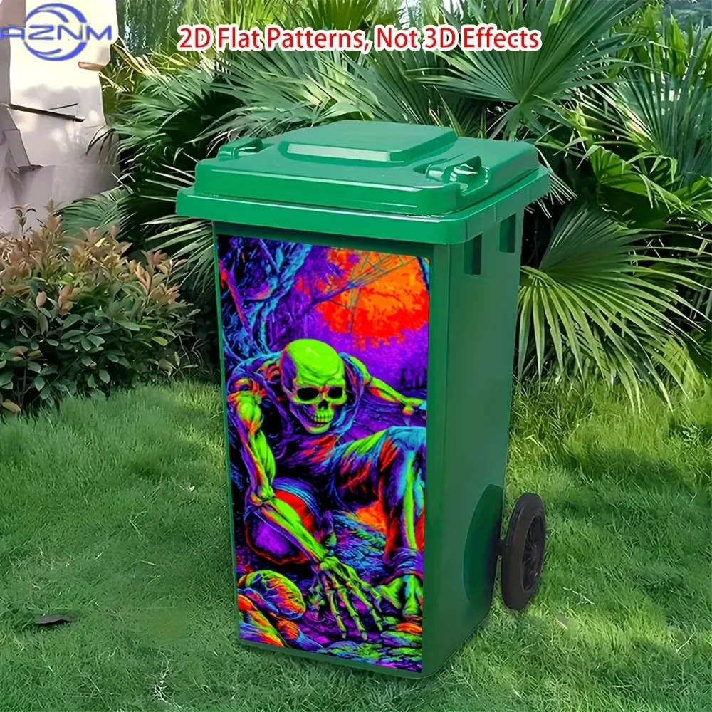 Neon Glow-in-the-Dark Style Psychedelic Skull & Spider PVC Sticker - Self-Adhesive Removable Decal for Walls, Trash Cans, Gard view 6