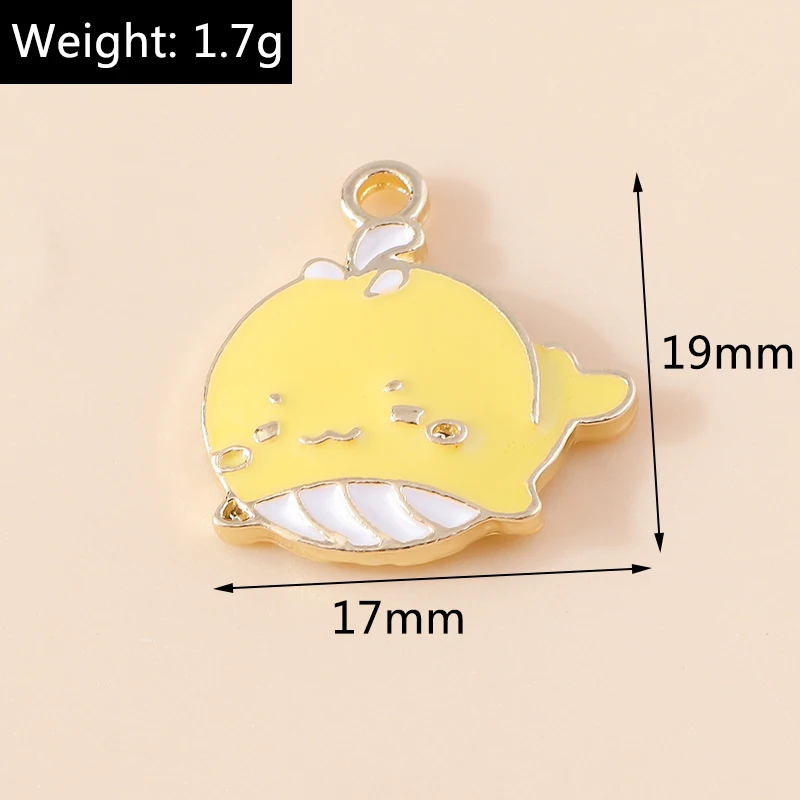 10pcs 17*19mm Cute Enamel Whale Charm for Bracelet Necklace Earring Kawaii Summer Beach Ocean Animal Pendant DIY Jewelry Making