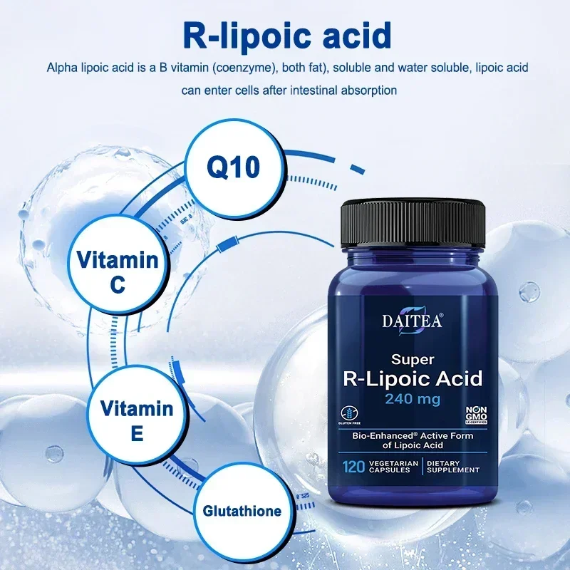 R-Lipoic Acid - Powerful Antioxidant Properties, Helps Maintain Cells, Energy & Skin Health, Cardiovascular Health