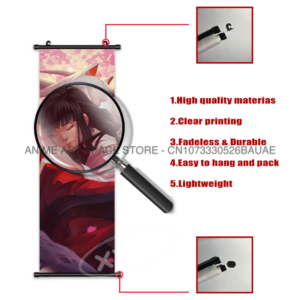 Inuyasha Hängende Malerei Higurashi Kagome Wandkunst Cartoon Kikyou Home Dekorative Sesshoumaru Anime Poster Sango Scroll Bild – Detail 6