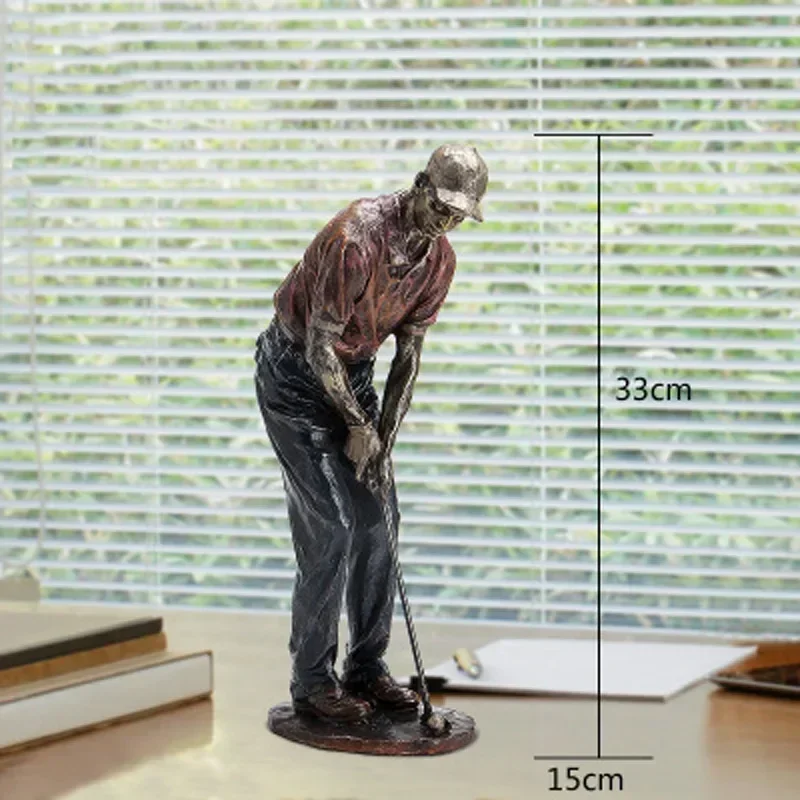 Vintage Golf Figurine Statue Golfer Decorative Sculpture Resin Ornament Modern Art Home Shelf Office Living Room Desk Decoration