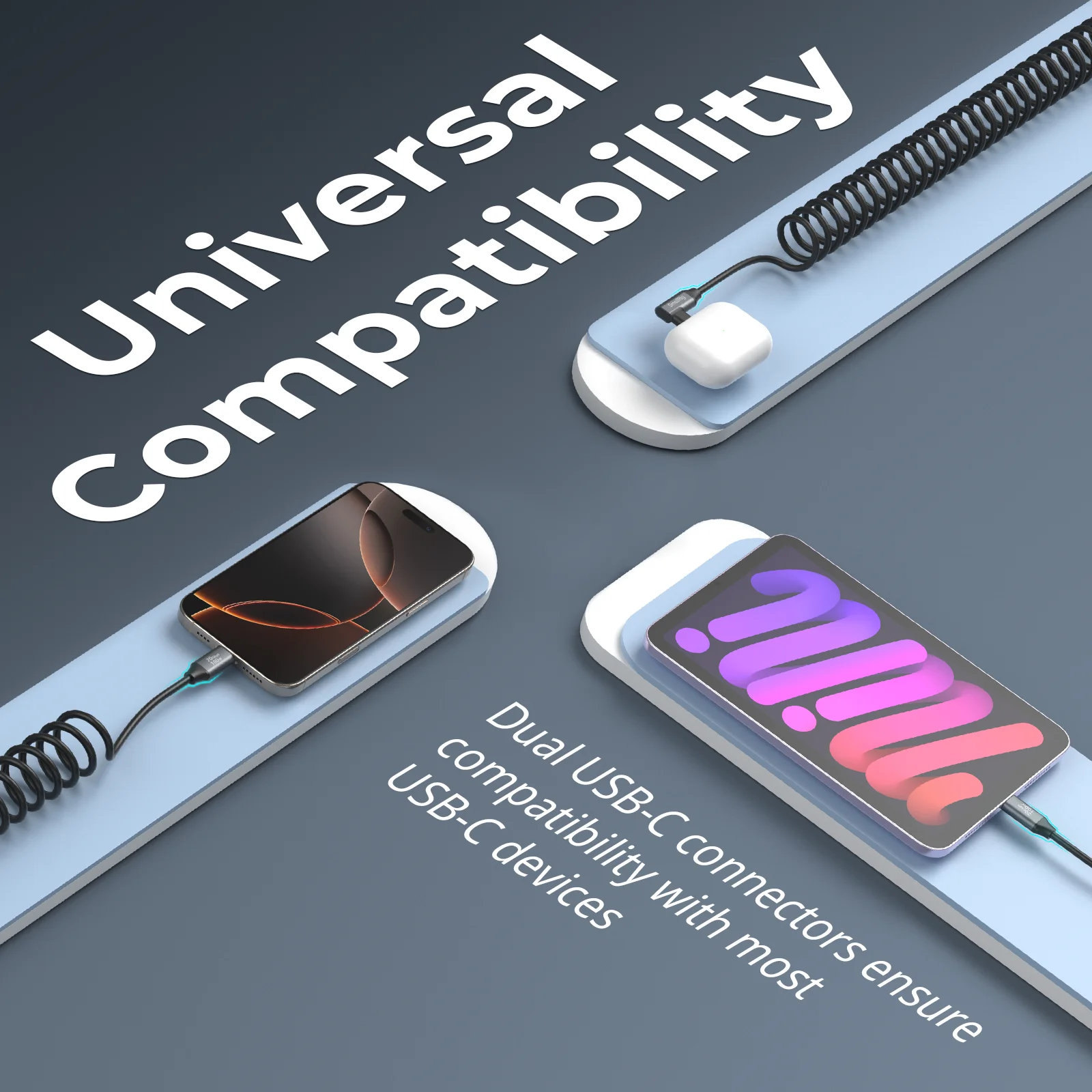 SmallRig USB-C do USB-C Zwijany kabel do transmisji danych Obsługa szybkiego transferu danych 20 Gb/s i PD 100 W Szybkie ładowanie aparatu 4793/4792 — zdjęcie produktu 5