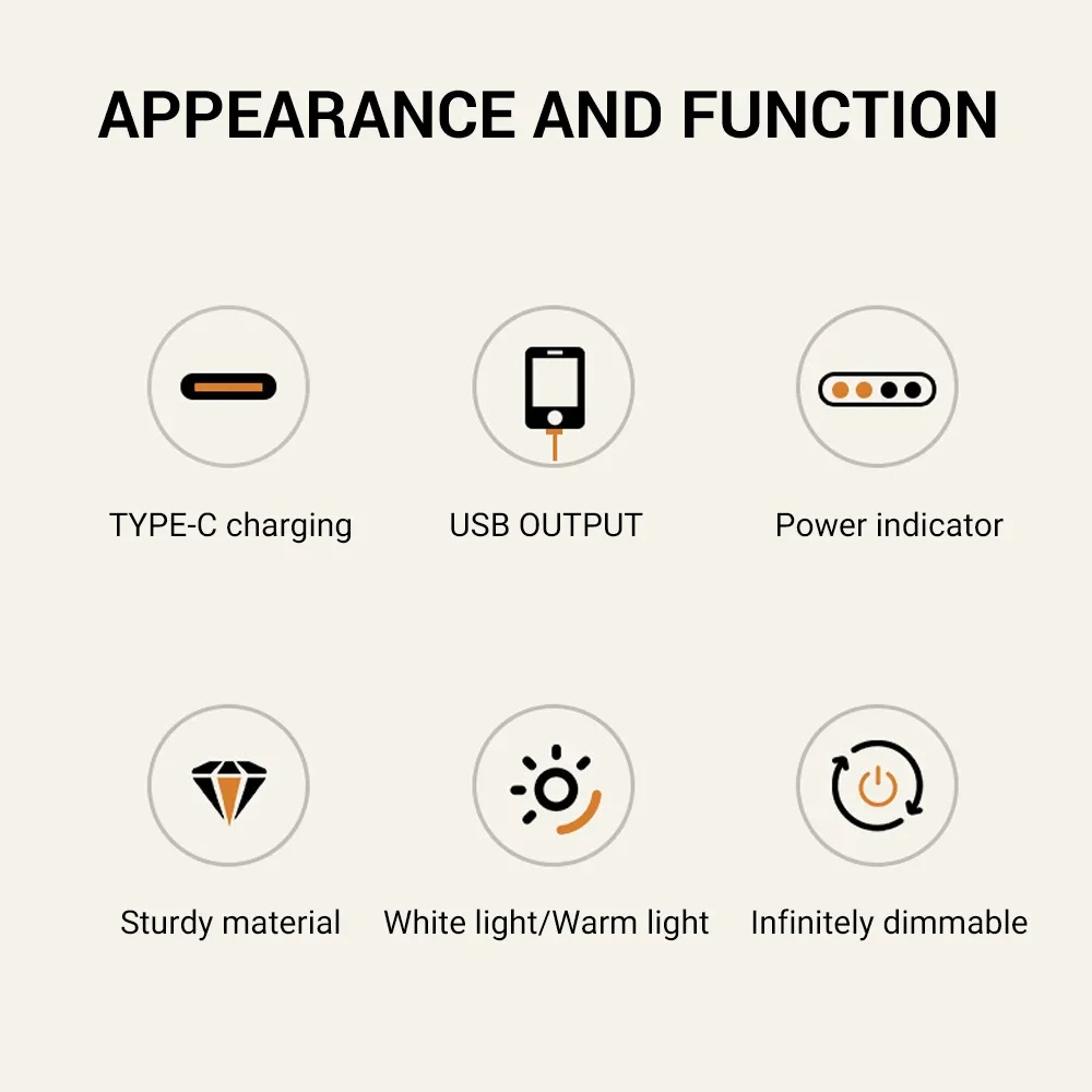 BORUiT Retro Portable Camping Lantern Type-C Rechargeable 1200mAh Power Bank Light Flickering Flame Hanging Waterproof Lamp
