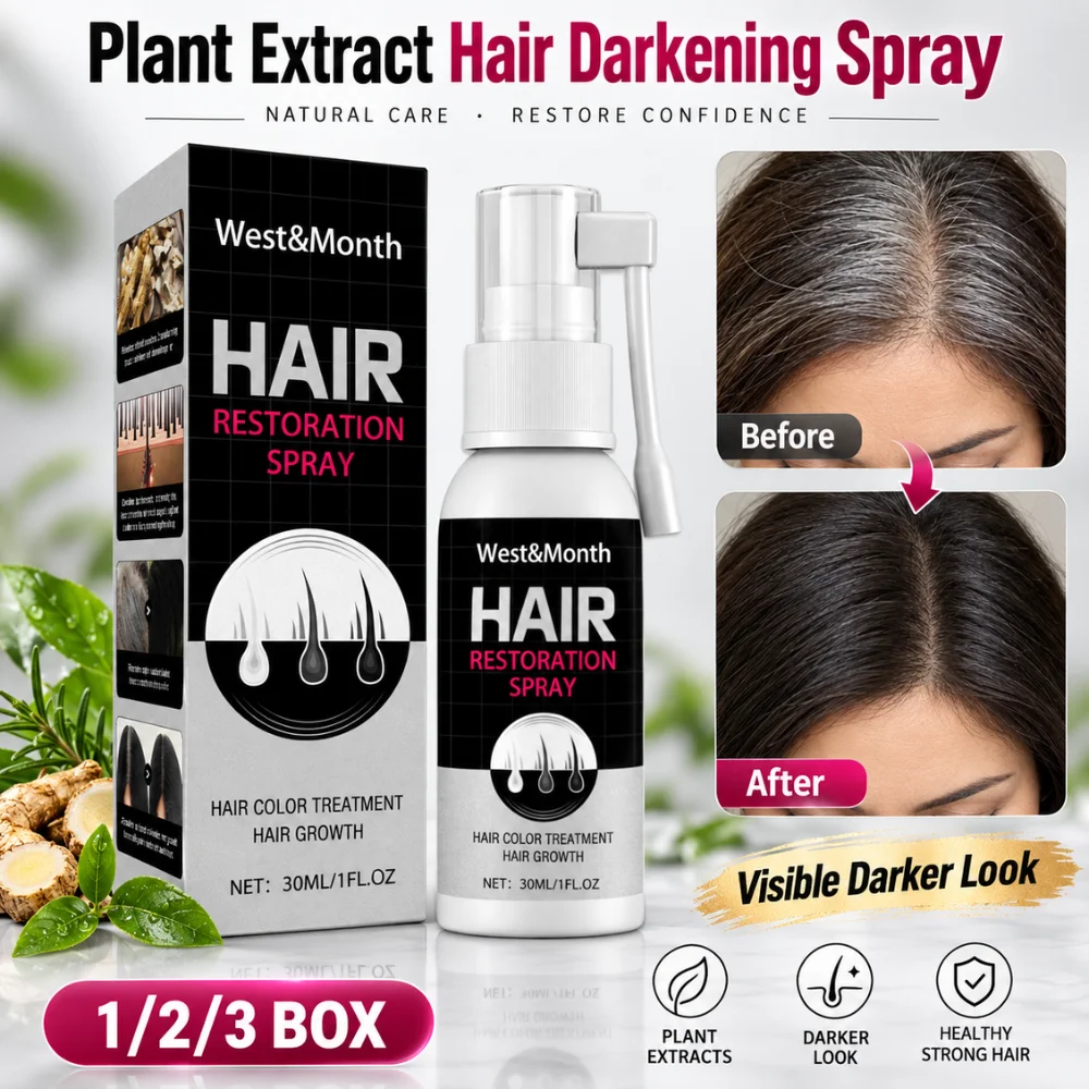 30ml Plant Extract Hair Darkening Spray Polygonum Multiflorum Ginger Root Scalp Nourishing Gray White Hair Care Serum