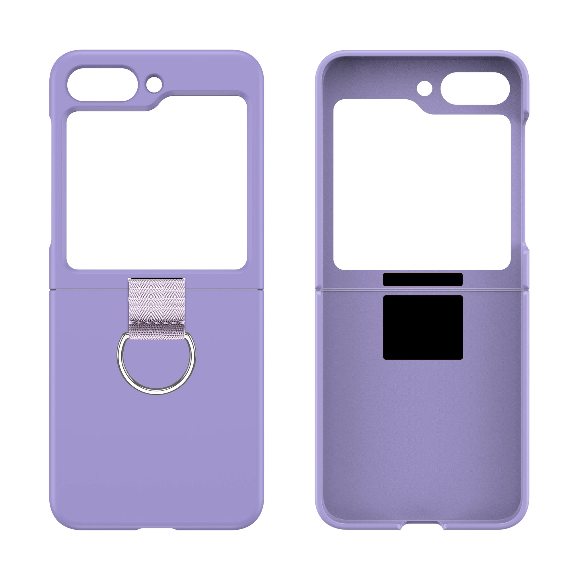 

For Samsung Galaxy Z Flip 6 5 4 3 Finger Ring Case Protective Cover ZFlip4 ZFlip5 Matte Anti-Fingerprint Armor PC Hard Shell