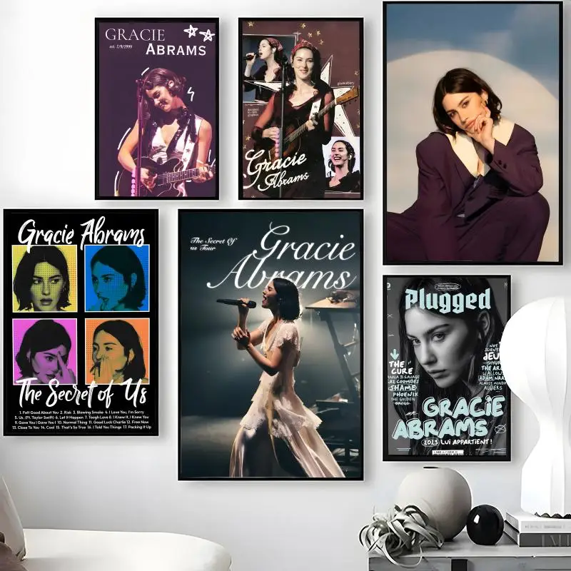 Pôster Singer G-Gracie A-Abrams, adesivos de arte de parede autoadesivos à prova d'água, decoração de parede removível para sala de estar e quarto