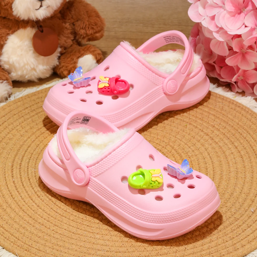 Kinder-Clogs und -Mules mit Fellfutter, leichte Garten-Schuhe mit Baumwollfutter, warme Hausschuhe für Jungen, Mädchen und Kleinkinder, 168. – Detail 8