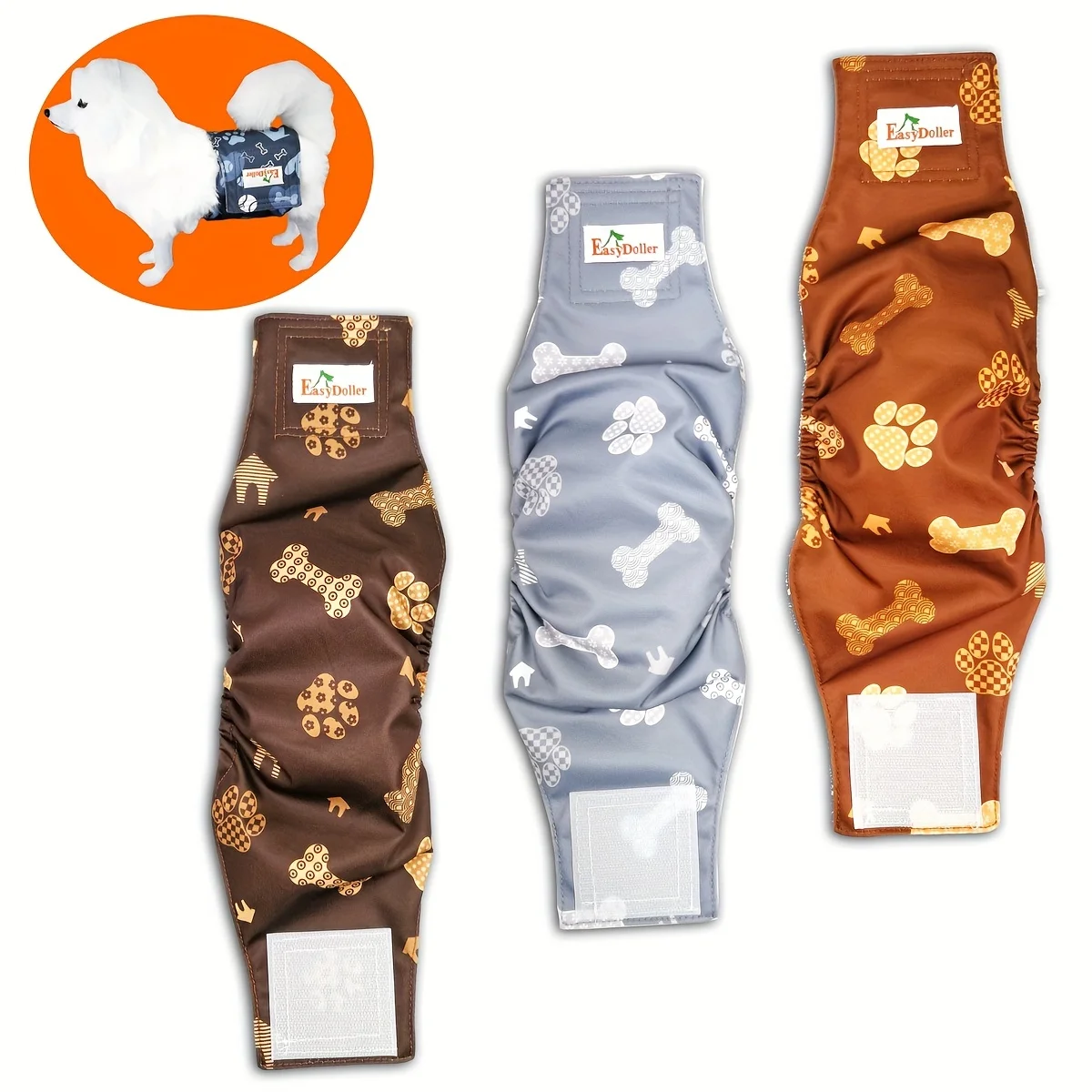 Pañales reutilizables de 3 piezas para perro, envoltura lavable para el vientre, almohadilla para orinar gratis, banda para la cintura para perro, económico, nuevo diseño 2024