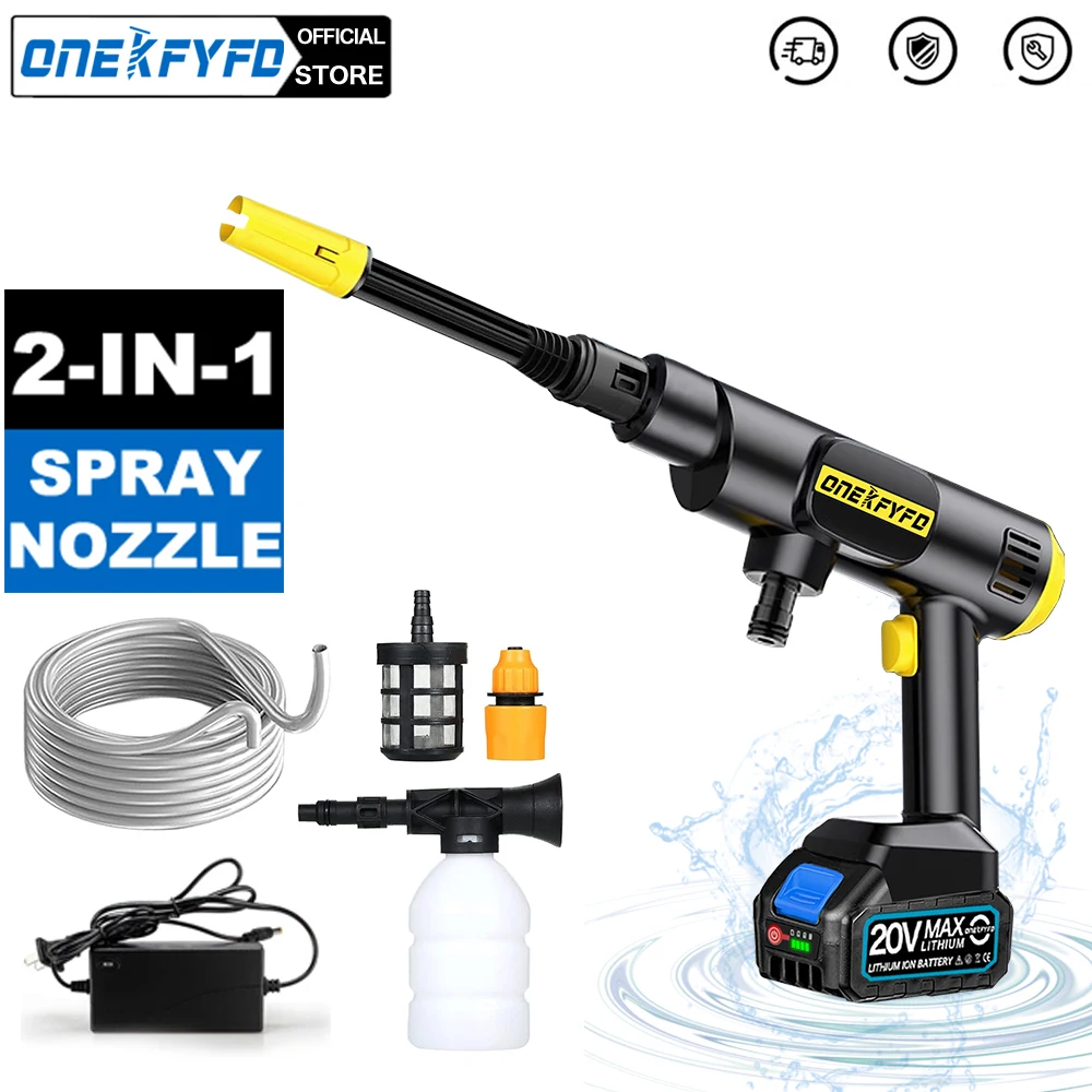 

ONEKFYFD Convenient 2 IN 1 High Pressure Car Washer Gun Electric Garden Washing Water Wash Spray Gun for Makita 18V Battery