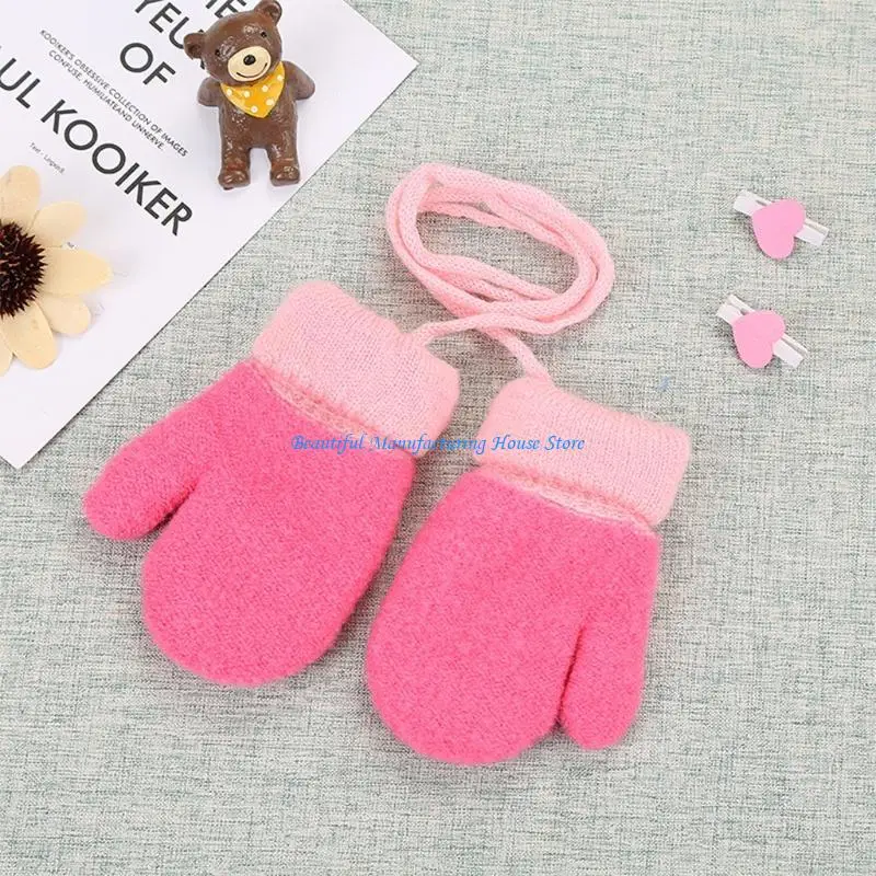 

E56A Fleece Lined Gloves Full Finger Lining Mittens for Toddlers Winter Knitted Glove
