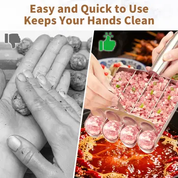 Nástroj na výrobu masových kuliček 4 v 1 z nerezové oceli - profesionální naběračka a forma na masové kuličky pro domácí maso s ergonomickou rukojetí 6 nejlepší prodej výrobník masových kuliček - №2