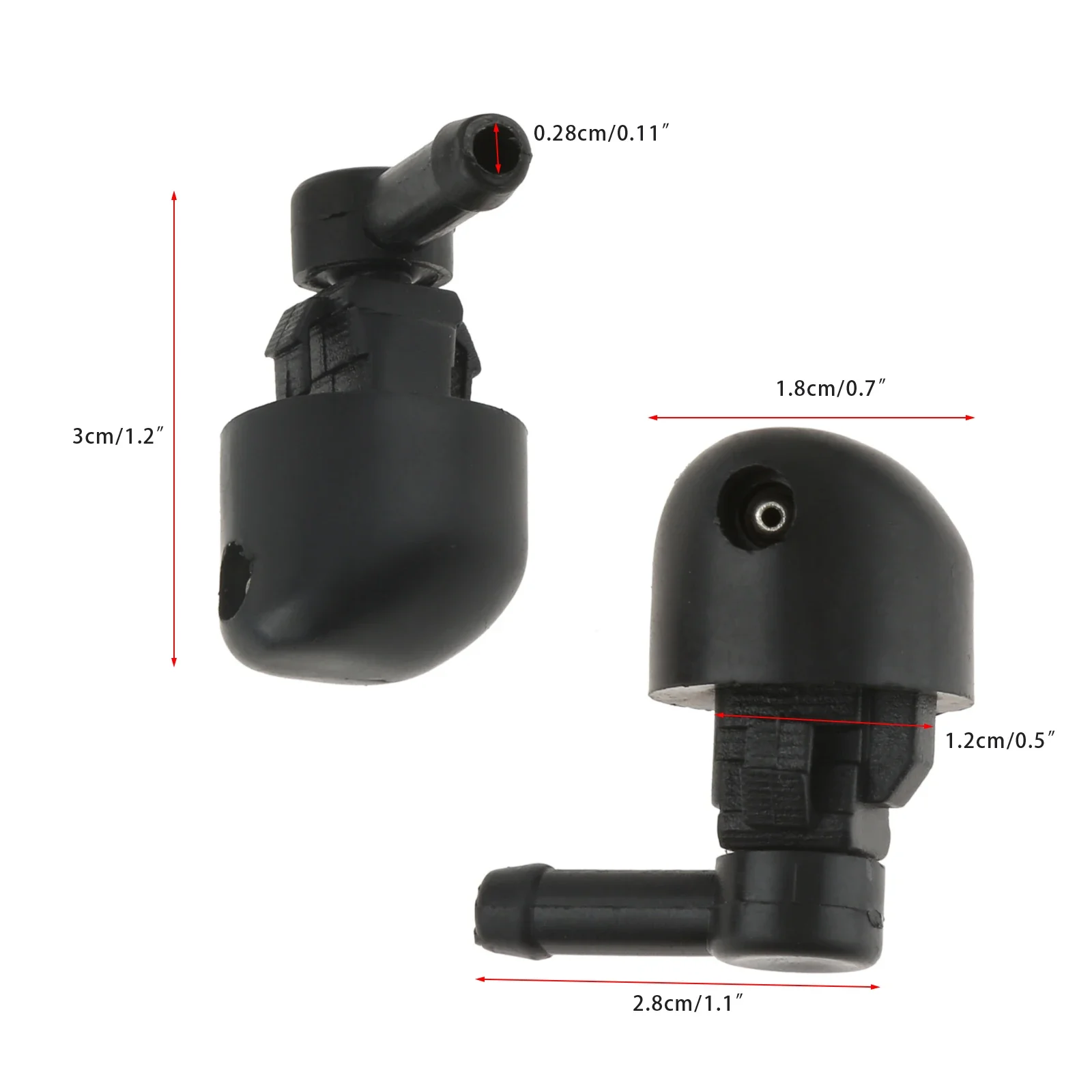 2Pcs Black Plastic Single Hole Auto Rear Window Wiper Windshield Spray Washer Nozzles Jet Sprayer for Most Car Accessories